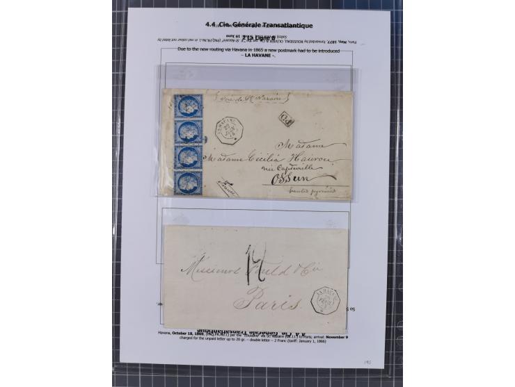 1770/1880 (ca.) Mail across the North Atlantic from-, to and via Cuba, exhibition collection with around 100 letters/letter s