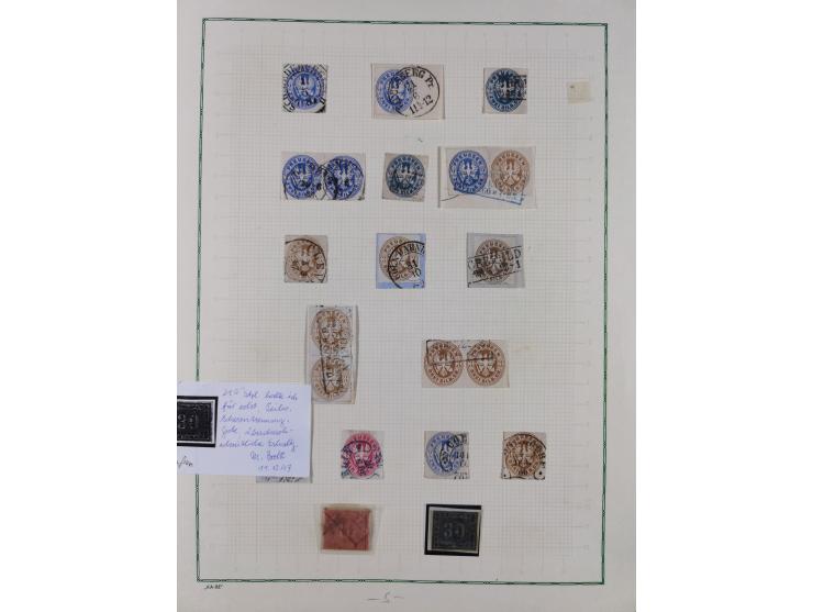 1850/67, kleiner Sammlungsbestand mit Marken, Briefstücken, Einheiten und rund 180 Briefen und Ganzsachen, dabei kleine Numme