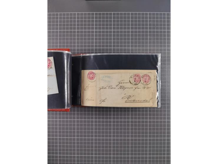 1850/67, kleiner Sammlungsbestand mit Marken, Briefstücken, Einheiten und rund 180 Briefen und Ganzsachen, dabei kleine Numme