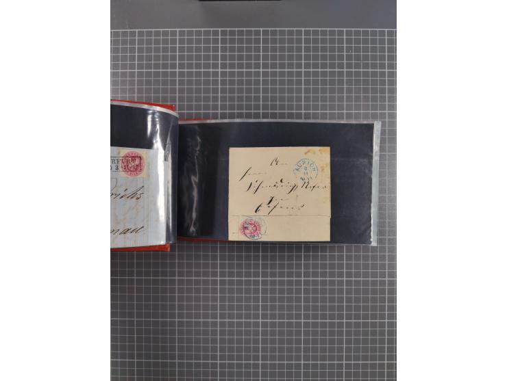 1850/67, kleiner Sammlungsbestand mit Marken, Briefstücken, Einheiten und rund 180 Briefen und Ganzsachen, dabei kleine Numme