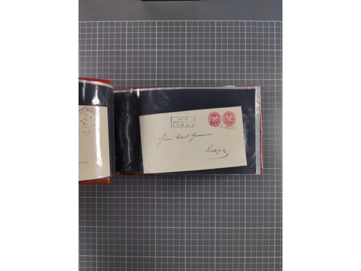 1850/67, kleiner Sammlungsbestand mit Marken, Briefstücken, Einheiten und rund 180 Briefen und Ganzsachen, dabei kleine Numme