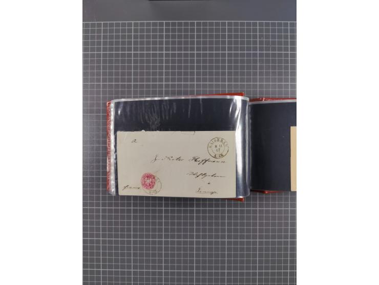 1850/67, kleiner Sammlungsbestand mit Marken, Briefstücken, Einheiten und rund 180 Briefen und Ganzsachen, dabei kleine Numme