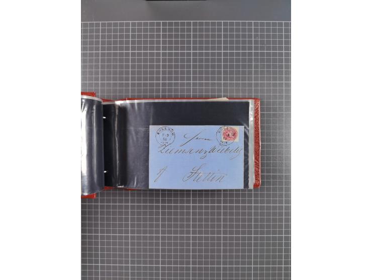 1850/67, kleiner Sammlungsbestand mit Marken, Briefstücken, Einheiten und rund 180 Briefen und Ganzsachen, dabei kleine Numme