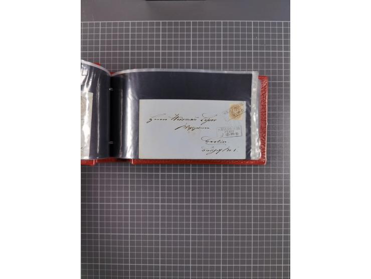 1850/67, kleiner Sammlungsbestand mit Marken, Briefstücken, Einheiten und rund 180 Briefen und Ganzsachen, dabei kleine Numme