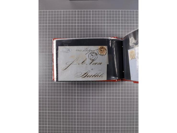 1850/67, kleiner Sammlungsbestand mit Marken, Briefstücken, Einheiten und rund 180 Briefen und Ganzsachen, dabei kleine Numme