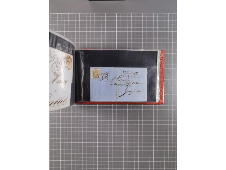 1850/67, kleiner Sammlungsbestand mit Marken, Briefstücken, Einheiten und rund 180 Briefen und Ganzsachen, dabei kleine Numme