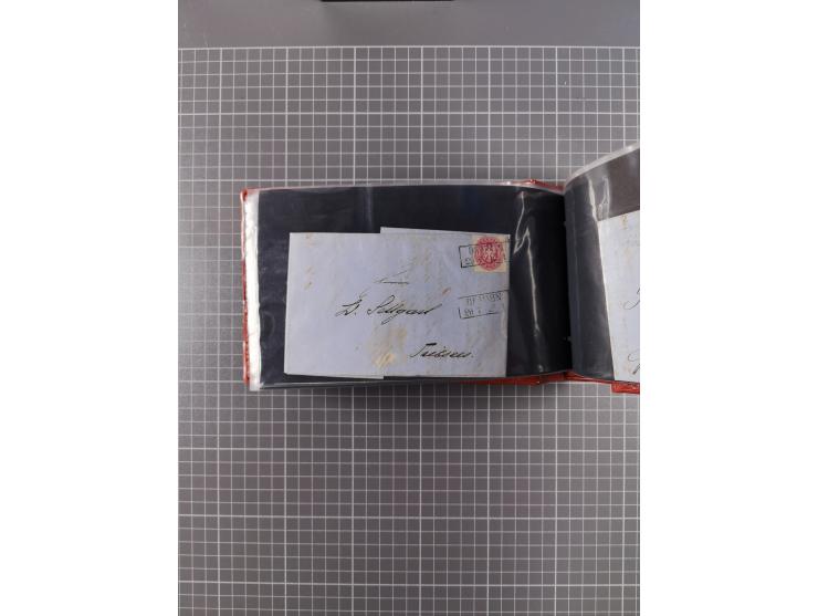 1850/67, kleiner Sammlungsbestand mit Marken, Briefstücken, Einheiten und rund 180 Briefen und Ganzsachen, dabei kleine Numme