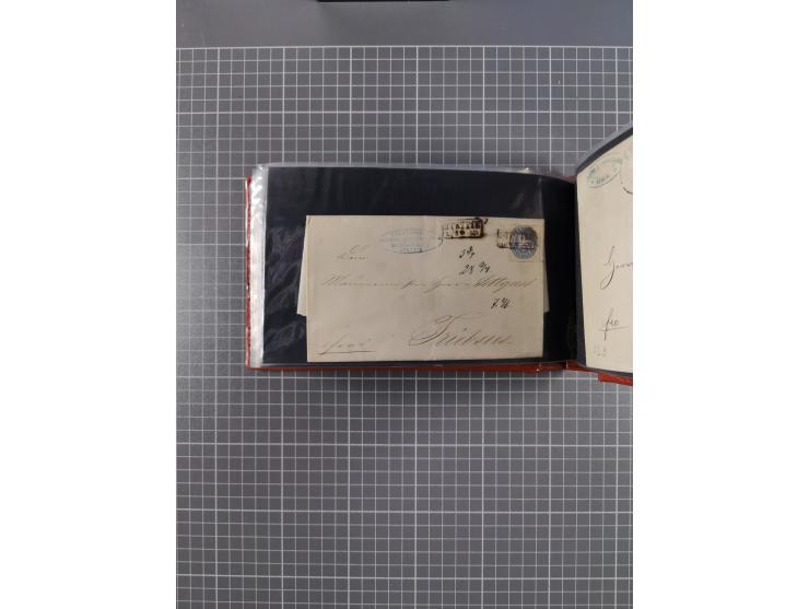 1850/67, kleiner Sammlungsbestand mit Marken, Briefstücken, Einheiten und rund 180 Briefen und Ganzsachen, dabei kleine Numme