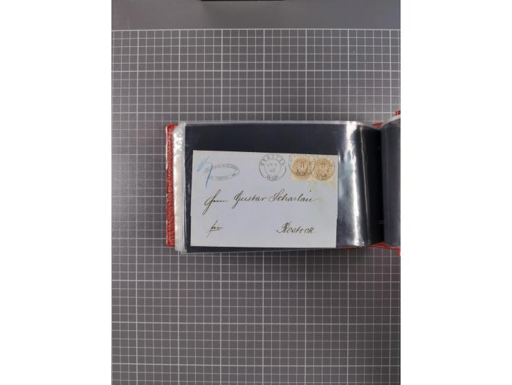 1850/67, kleiner Sammlungsbestand mit Marken, Briefstücken, Einheiten und rund 180 Briefen und Ganzsachen, dabei kleine Numme