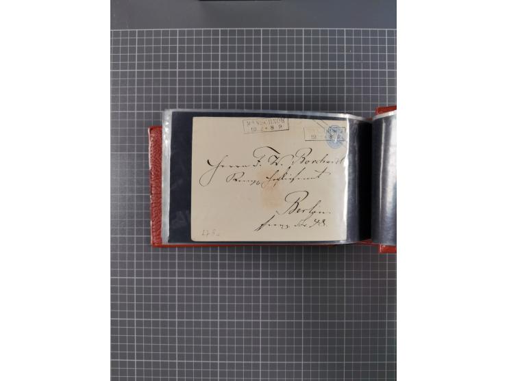 1850/67, kleiner Sammlungsbestand mit Marken, Briefstücken, Einheiten und rund 180 Briefen und Ganzsachen, dabei kleine Numme