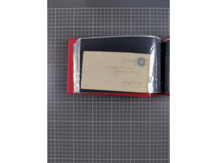 1850/67, kleiner Sammlungsbestand mit Marken, Briefstücken, Einheiten und rund 180 Briefen und Ganzsachen, dabei kleine Numme