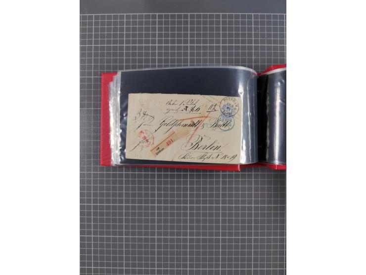 1850/67, kleiner Sammlungsbestand mit Marken, Briefstücken, Einheiten und rund 180 Briefen und Ganzsachen, dabei kleine Numme