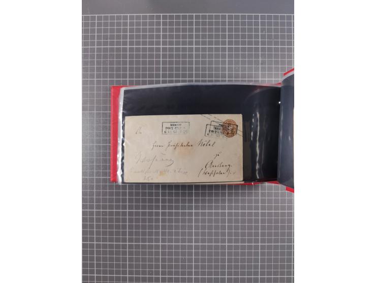 1850/67, kleiner Sammlungsbestand mit Marken, Briefstücken, Einheiten und rund 180 Briefen und Ganzsachen, dabei kleine Numme