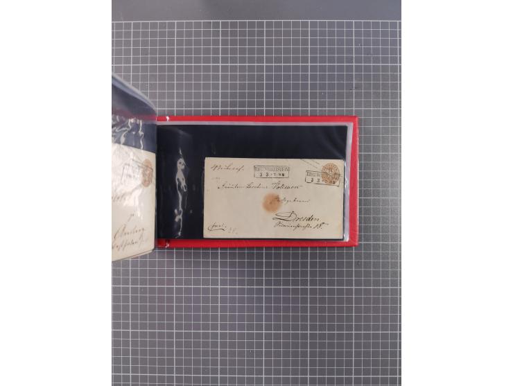 1850/67, kleiner Sammlungsbestand mit Marken, Briefstücken, Einheiten und rund 180 Briefen und Ganzsachen, dabei kleine Numme