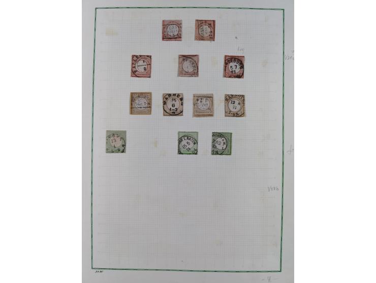 1872/74, gestempelte kleine Partie auf Albumsblättern, dabei Mi. 24, 27b(2) und 28, einige Plattenfehler, etc. 5 Atteste und 