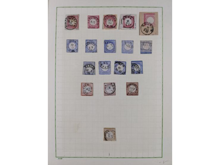 1872/74, gestempelte kleine Partie auf Albumsblättern, dabei Mi. 24, 27b(2) und 28, einige Plattenfehler, etc. 5 Atteste und 