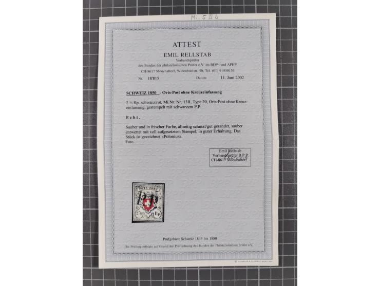 1850/2015 (ca.), gestempelter Sammlungsbestand mit u.a. Mi.5 II, 7 I, 17 Ia, etc., einige Atteste und Befunde