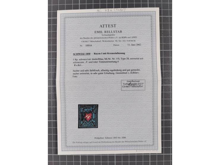 1850/2015 (ca.), gestempelter Sammlungsbestand mit u.a. Mi.5 II, 7 I, 17 Ia, etc., einige Atteste und Befunde