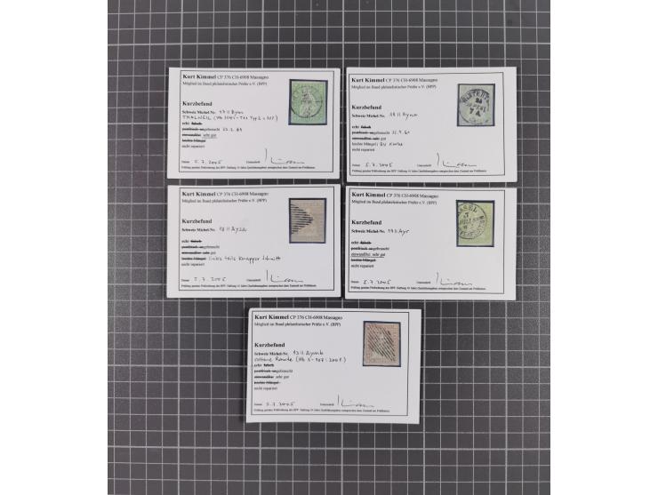 1850/2015 (ca.), gestempelter Sammlungsbestand mit u.a. Mi.5 II, 7 I, 17 Ia, etc., einige Atteste und Befunde