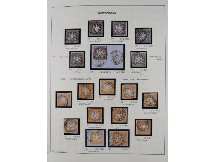 1851/75 (ca.), gestempelte reichhaltige Sammlung, meist mehrfach vorhanden mit auch Farben und verschiedenen Stempeln, dabei 