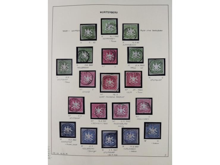 1851/75 (ca.), gestempelte reichhaltige Sammlung, meist mehrfach vorhanden mit auch Farben und verschiedenen Stempeln, dabei 