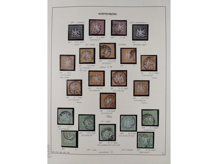 1851/75 (ca.), gestempelte reichhaltige Sammlung, meist mehrfach vorhanden mit auch Farben und verschiedenen Stempeln, dabei 