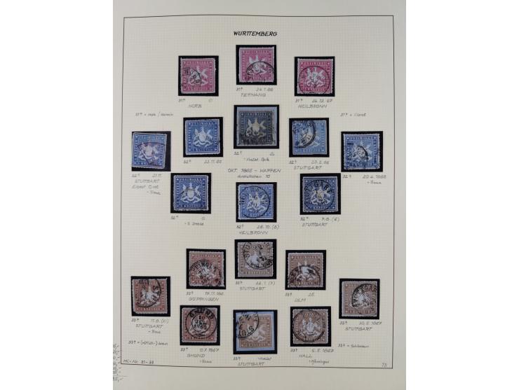 1851/75 (ca.), gestempelte reichhaltige Sammlung, meist mehrfach vorhanden mit auch Farben und verschiedenen Stempeln, dabei 