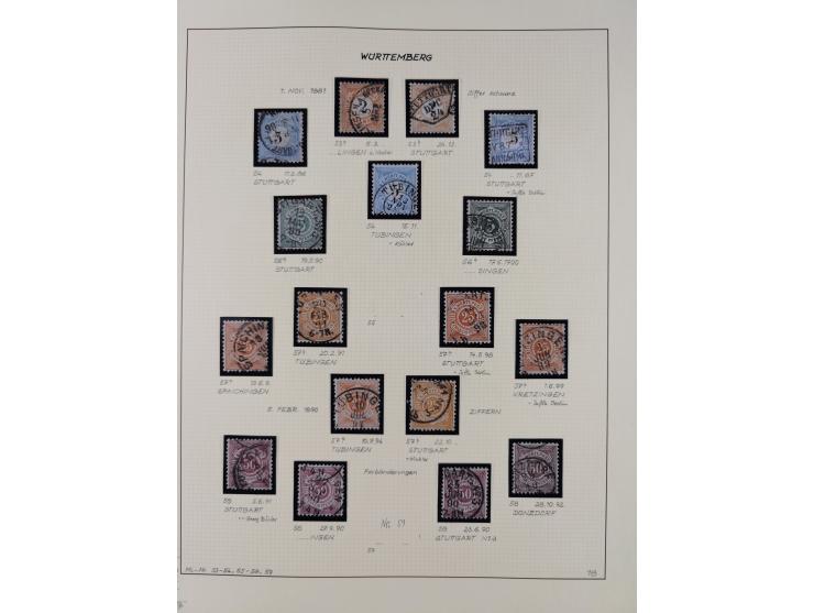 1851/75 (ca.), gestempelte reichhaltige Sammlung, meist mehrfach vorhanden mit auch Farben und verschiedenen Stempeln, dabei 