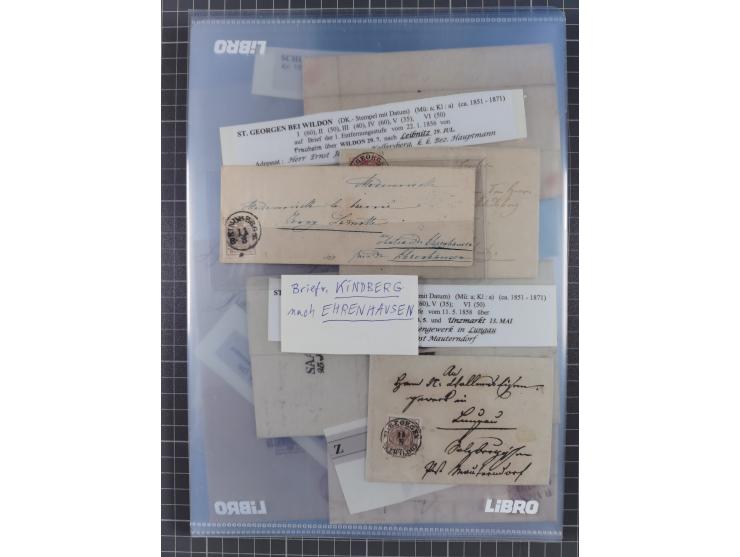 1850/54, 36 Briefe mit der ersten Ausgabe frankiert, dabei viele interessante Stempel und Verwendungen, Farb- und Mehrfachfra