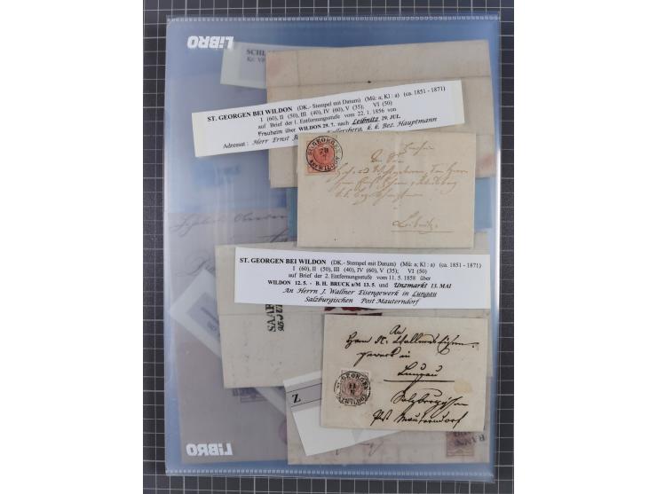 1850/54, 36 Briefe mit der ersten Ausgabe frankiert, dabei viele interessante Stempel und Verwendungen, Farb- und Mehrfachfra