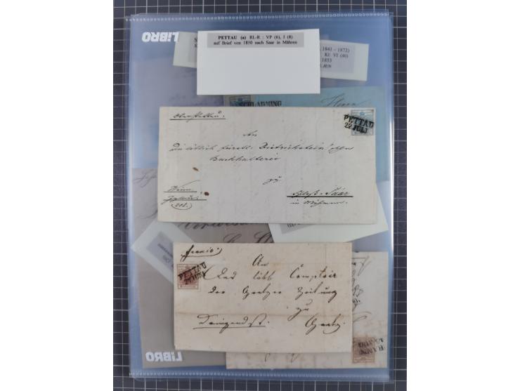 1850/54, 36 Briefe mit der ersten Ausgabe frankiert, dabei viele interessante Stempel und Verwendungen, Farb- und Mehrfachfra
