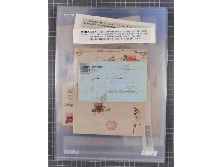 1850/54, 36 Briefe mit der ersten Ausgabe frankiert, dabei viele interessante Stempel und Verwendungen, Farb- und Mehrfachfra