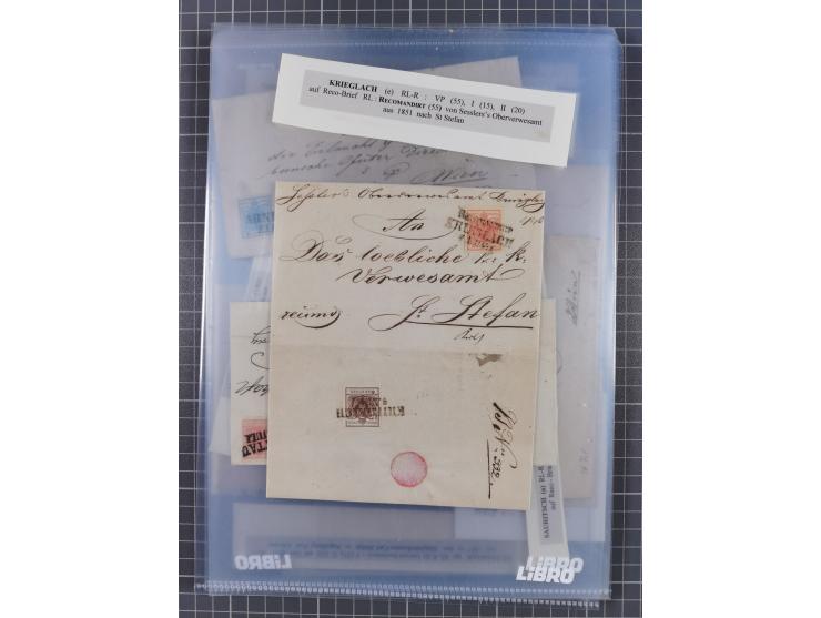 1850/54, 36 Briefe mit der ersten Ausgabe frankiert, dabei viele interessante Stempel und Verwendungen, Farb- und Mehrfachfra