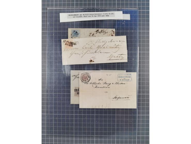 1850/54, 36 Briefe mit der ersten Ausgabe frankiert, dabei viele interessante Stempel und Verwendungen, Farb- und Mehrfachfra