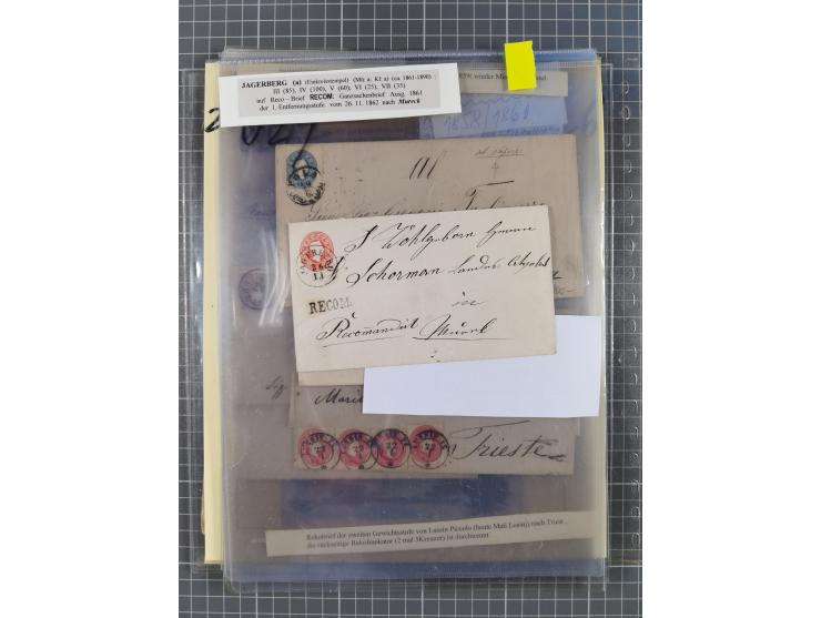 1858/64, interessante Partie mit 37 Briefen, viele bessere Frankaturen, Stempel, Auslandsbriefe und Drucksache, Farb- und Mis