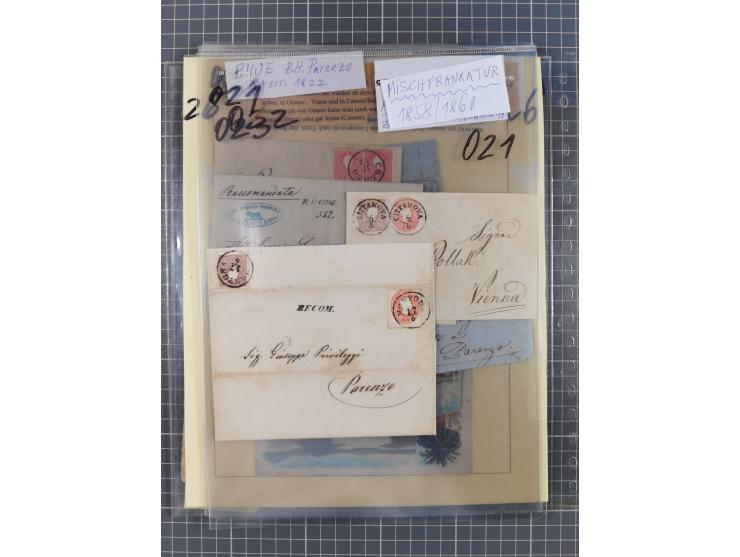 1858/64, interessante Partie mit 37 Briefen, viele bessere Frankaturen, Stempel, Auslandsbriefe und Drucksache, Farb- und Mis