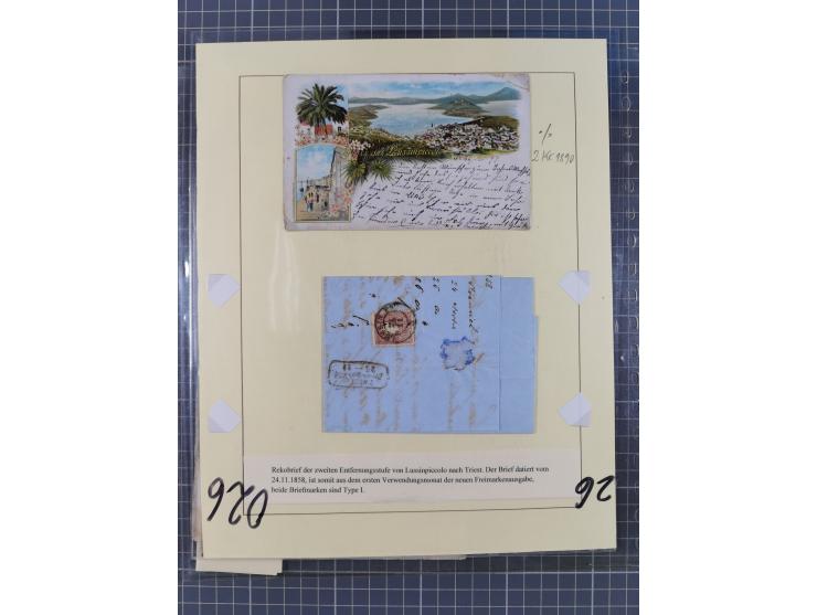 1858/64, interessante Partie mit 37 Briefen, viele bessere Frankaturen, Stempel, Auslandsbriefe und Drucksache, Farb- und Mis