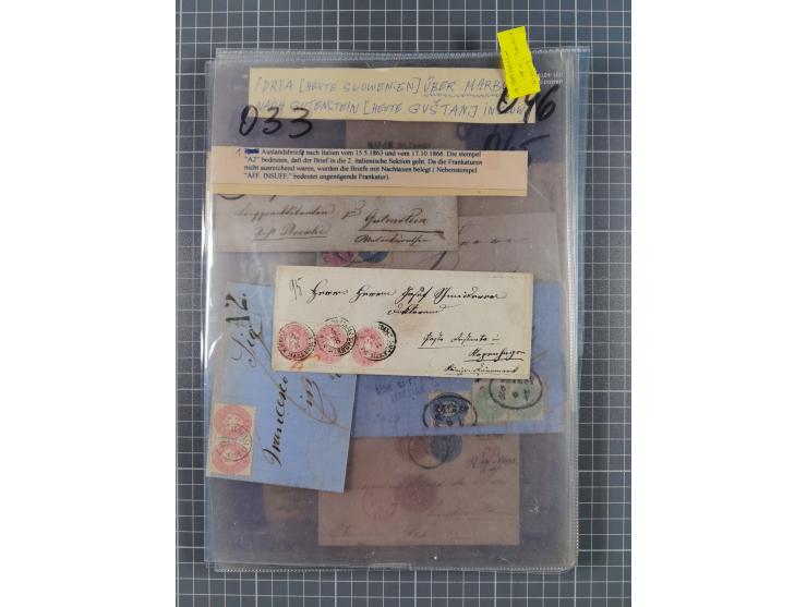 1858/64, interessante Partie mit 37 Briefen, viele bessere Frankaturen, Stempel, Auslandsbriefe und Drucksache, Farb- und Mis