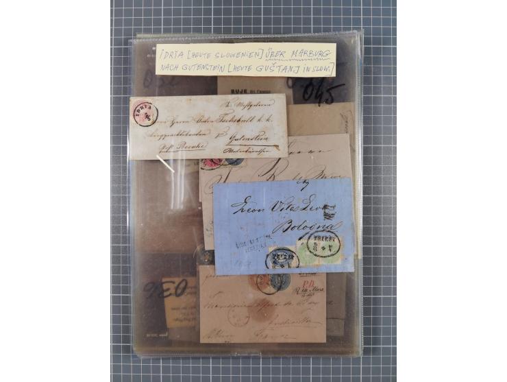 1858/64, interessante Partie mit 37 Briefen, viele bessere Frankaturen, Stempel, Auslandsbriefe und Drucksache, Farb- und Mis