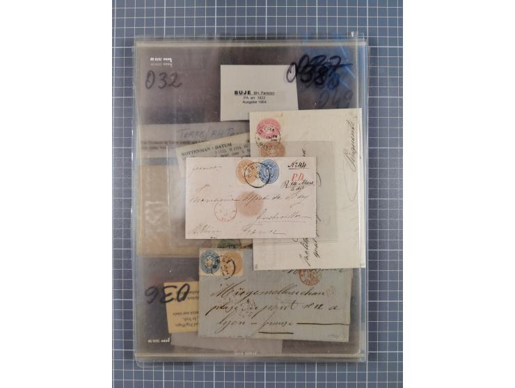 1858/64, interessante Partie mit 37 Briefen, viele bessere Frankaturen, Stempel, Auslandsbriefe und Drucksache, Farb- und Mis