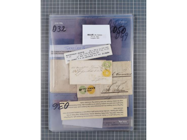 1858/64, interessante Partie mit 37 Briefen, viele bessere Frankaturen, Stempel, Auslandsbriefe und Drucksache, Farb- und Mis