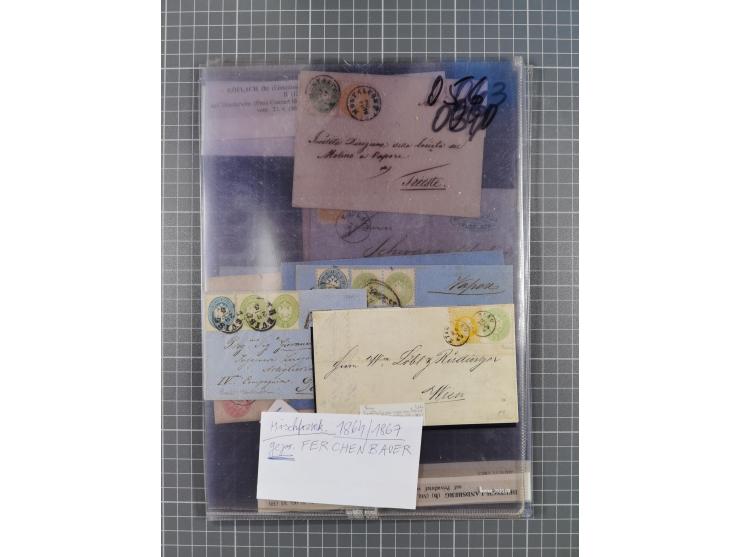 1858/64, interessante Partie mit 37 Briefen, viele bessere Frankaturen, Stempel, Auslandsbriefe und Drucksache, Farb- und Mis