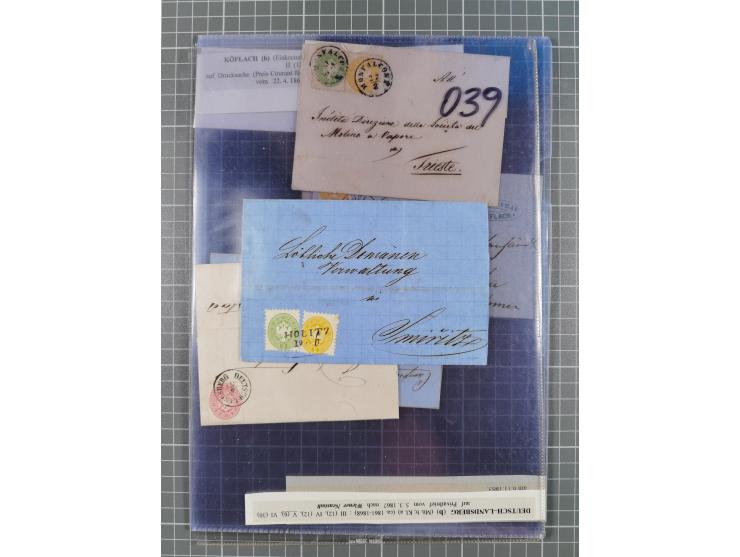 1858/64, interessante Partie mit 37 Briefen, viele bessere Frankaturen, Stempel, Auslandsbriefe und Drucksache, Farb- und Mis