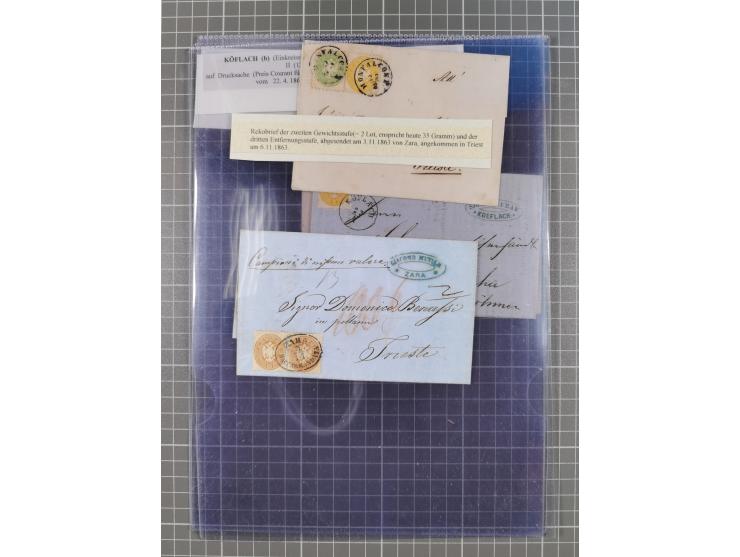 1858/64, interessante Partie mit 37 Briefen, viele bessere Frankaturen, Stempel, Auslandsbriefe und Drucksache, Farb- und Mis