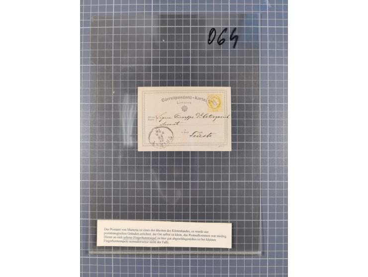 1867, Kaiser Franz Josef Ausgabe Briefsammlung mit 63 Briefen und Karten, bessere Stempel und Entwertungen, dabei 3-Farbfrank