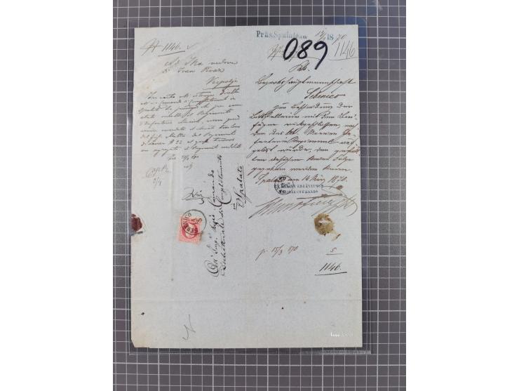 1867, Kaiser Franz Josef Ausgabe Briefsammlung mit 63 Briefen und Karten, bessere Stempel und Entwertungen, dabei 3-Farbfrank