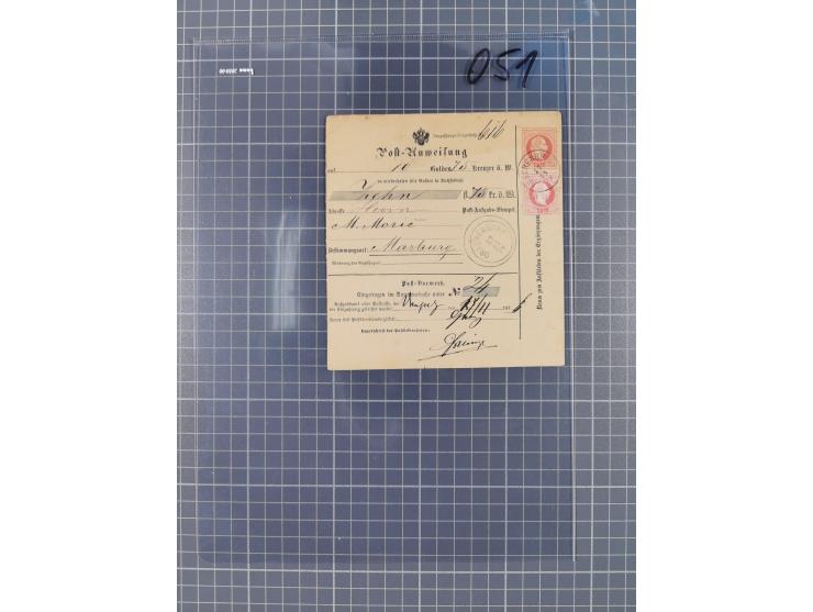 1867, Kaiser Franz Josef Ausgabe Briefsammlung mit 63 Briefen und Karten, bessere Stempel und Entwertungen, dabei 3-Farbfrank