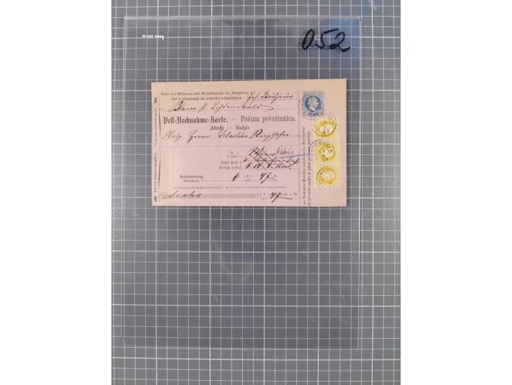 1867, Kaiser Franz Josef Ausgabe Briefsammlung mit 63 Briefen und Karten, bessere Stempel und Entwertungen, dabei 3-Farbfrank