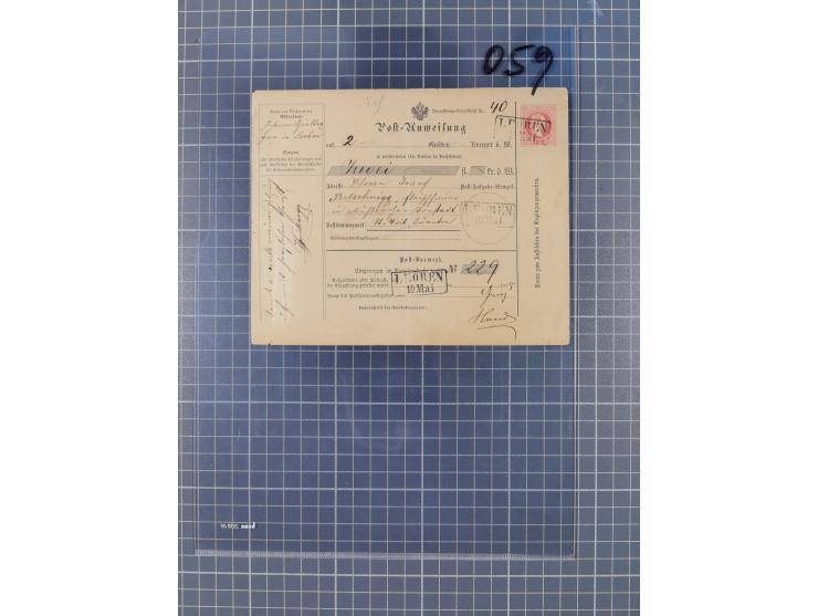 1867, Kaiser Franz Josef Ausgabe Briefsammlung mit 63 Briefen und Karten, bessere Stempel und Entwertungen, dabei 3-Farbfrank