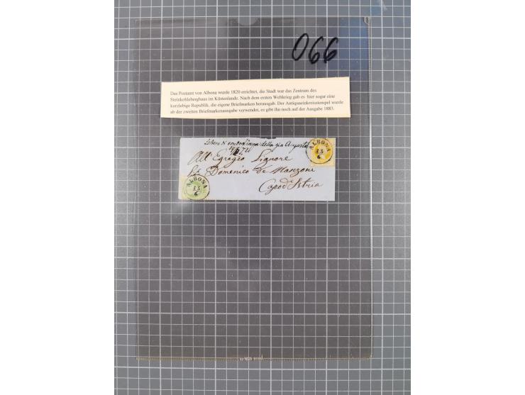 1867, Kaiser Franz Josef Ausgabe Briefsammlung mit 63 Briefen und Karten, bessere Stempel und Entwertungen, dabei 3-Farbfrank